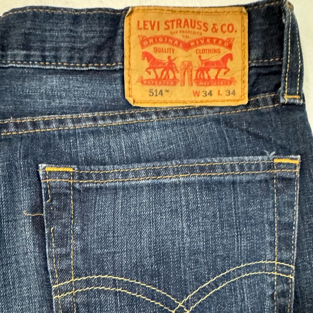 Levi’s 514 Straight Fit Jeans Mens Dark Wash Denim - Picture 4 of 4
